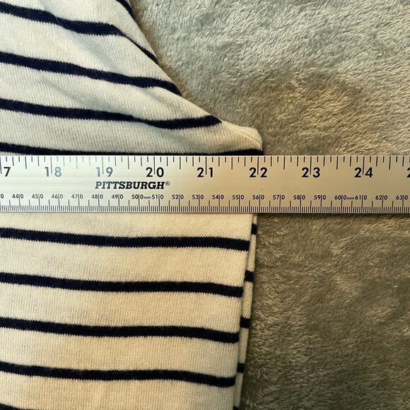 Old Navy Women Nautical Preppy Oversized Cozy Knit Navy Blue Striped Shirt S - Picture 9 of 13